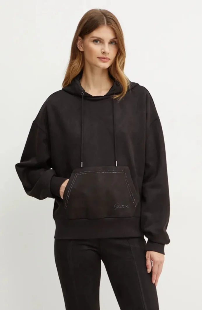 Guess Eco Kadın Siyah Scuba Sweatshirt W4BQ09KAUJ2-JBLK