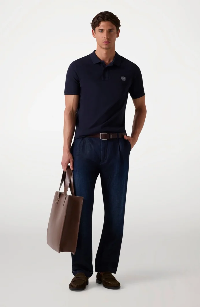 Guess Washed Erkek Lacivert Slim Fit Polo T-Shirt M2YP24KC9T1-G7V2