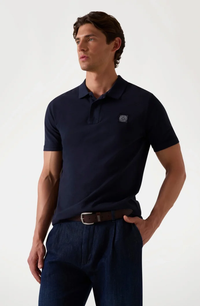 Guess Washed Erkek Lacivert Slim Fit Polo T-Shirt M2YP24KC9T1-G7V2