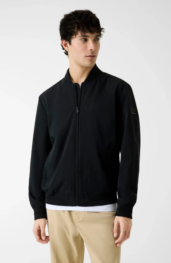 Guess Esnek Katlanabilir Bomber Erkek Siyah Ceket M6RL09WJ362-JBLK