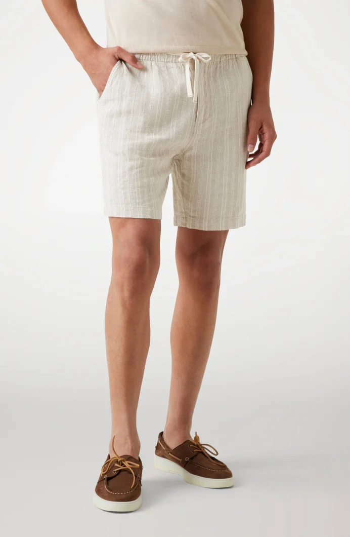 Guess Fletcher Erkek Bej Keten Karışımlı Regular Fit Şort M5YD11WHBY0-F1AD