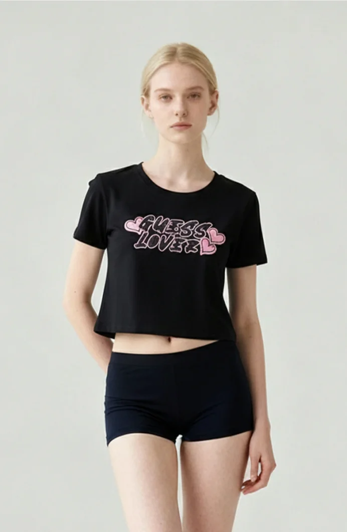 Guess Fosca Kadın Siyah Aktif Boxy Fit T-Shirt V5BI06J1314-JBLK