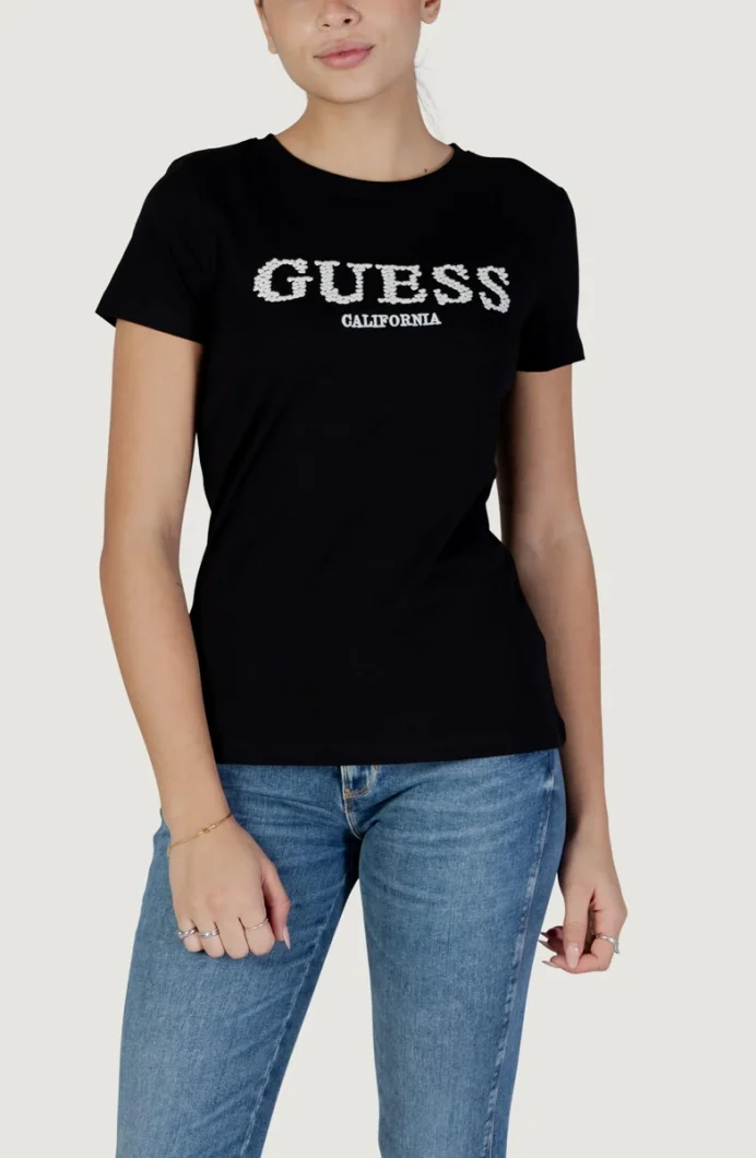 Guess Giuditta Bisiklet Yaka Kısa Kollu Kadın Siyah T-shirt V6RI11J1314-JBLK