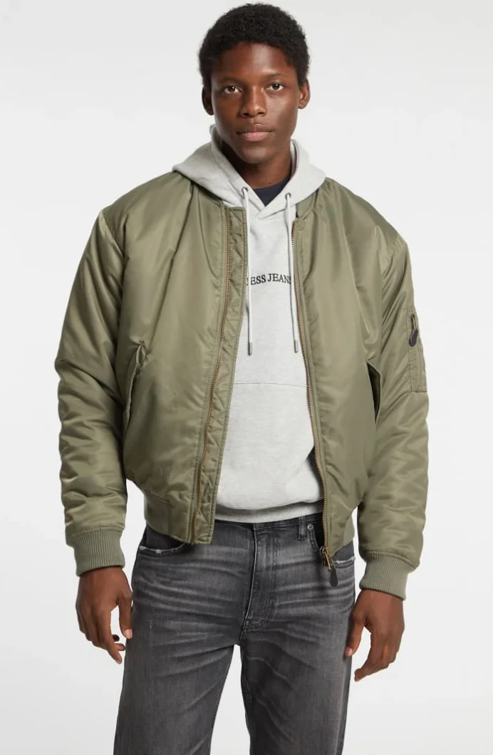 Guess Gj Bomber Erkek Haki Bomber Ceket M5RL81WHAA2-G8EV