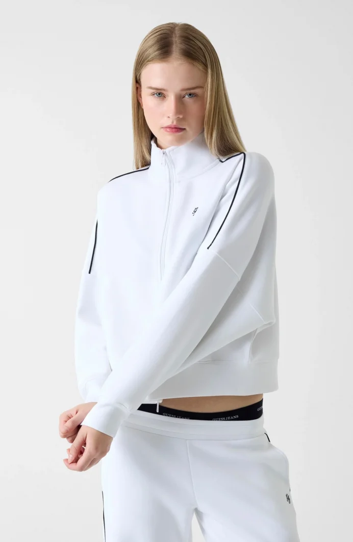 Guess GJ Düşük Omuzlu Scuba Eşofman Kadın Beyaz Sweatshirt W6RQ10KD122-G011