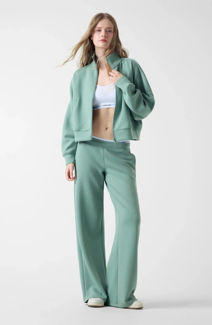 Guess GJ Düşük Omuzlu Scuba Eşofman Kadın Yeşil Sweatshirt W6RQ10KD122-G8FD