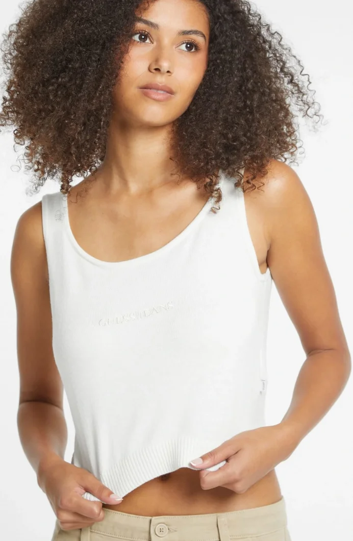 Guess Kadın Krem Rengi İpek Karışımlı Logolu Triko Atlet W4BR17Z3HO2-G293