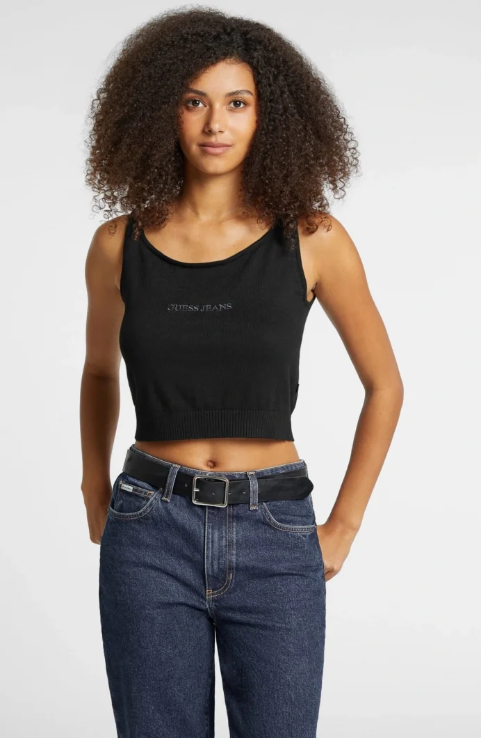 Guess Gj Scoop Kadın Siyah Ipek Karışımlı Triko Top W4BR17Z3HO2-JBLK