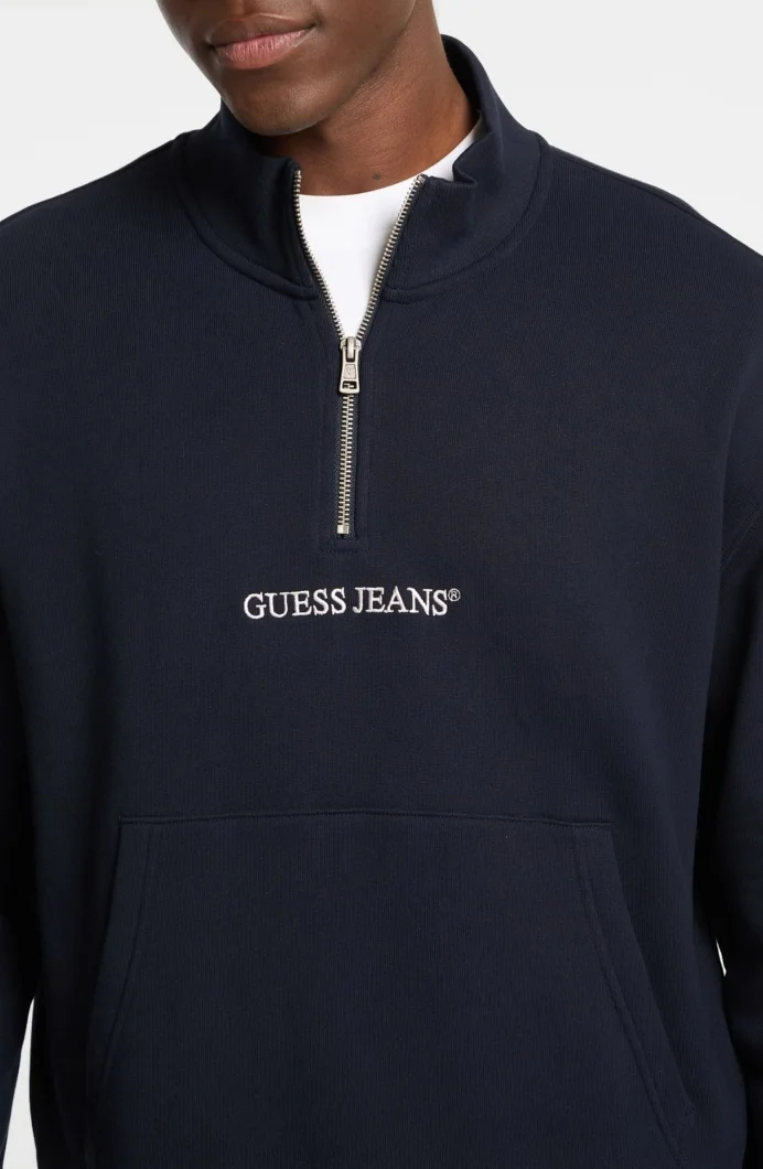Guess GJ Yarım Fermuarlı Normal Kesim Nakışlı Erkek Lacivert Sweatshirt M5RQ42KCPR1-A71W