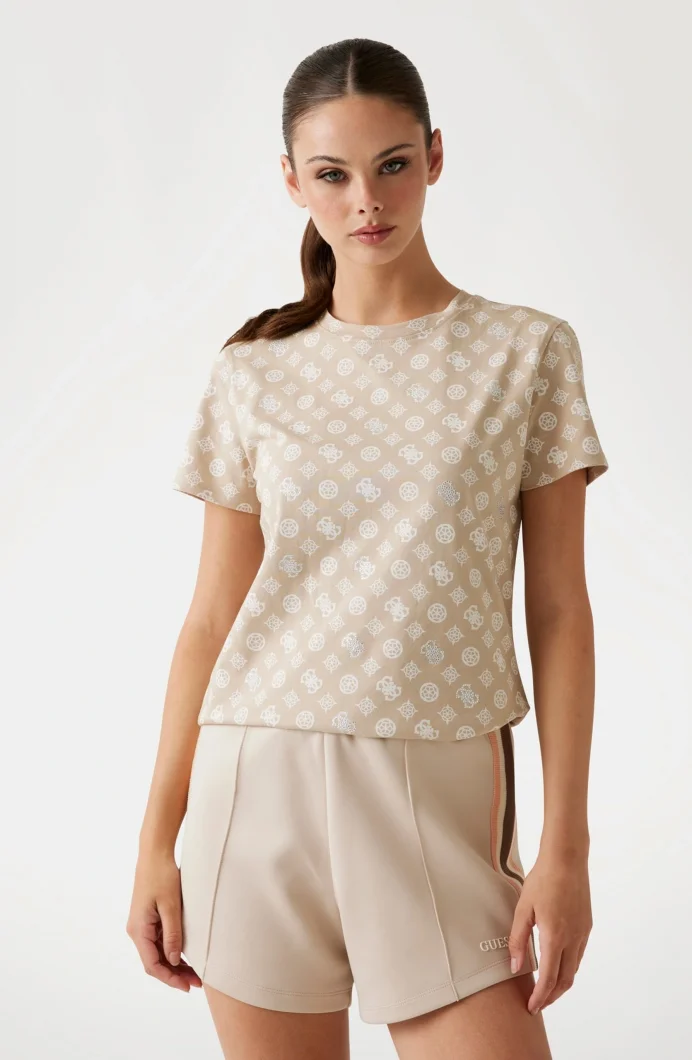 Guess Gloria Kadın Krem Aktif Regular Fit T-Shirt V5YI04I3Z14-P1MY