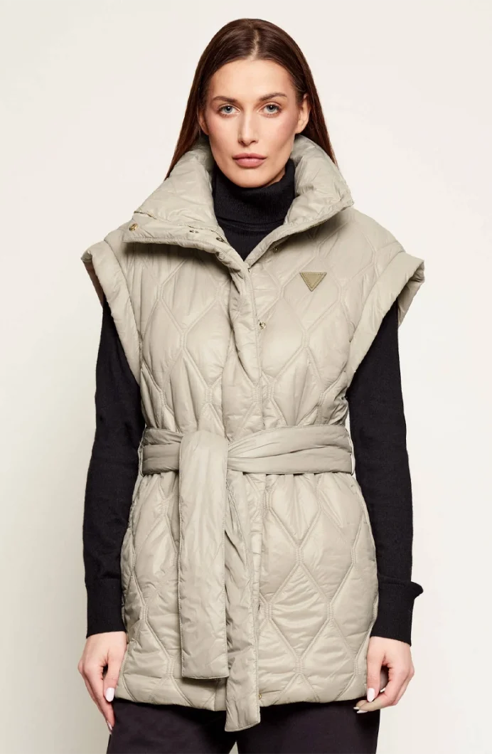 Guess Hilma Kolsuz Şişme Kadın Bej Yelek V6RN01WL832-G1O3