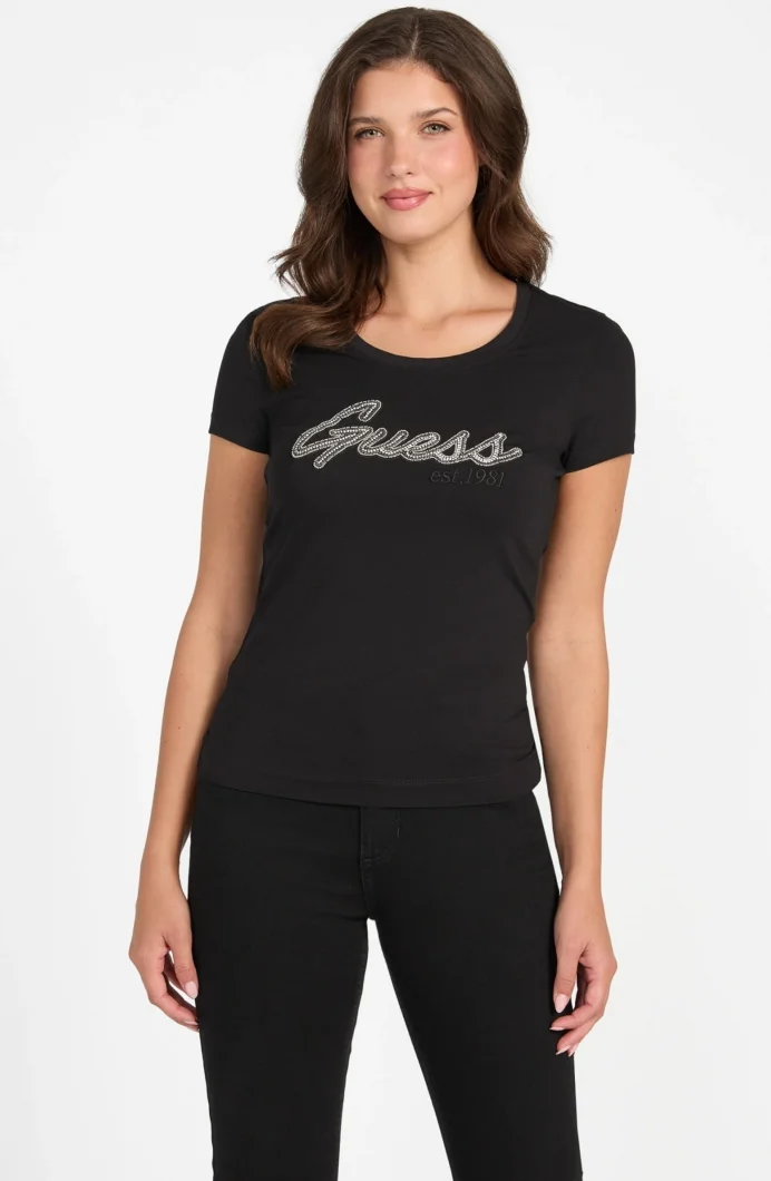 Guess Hot Kadın Siyah Slim Fit T-Shirt W5YI16J1314-JBLK