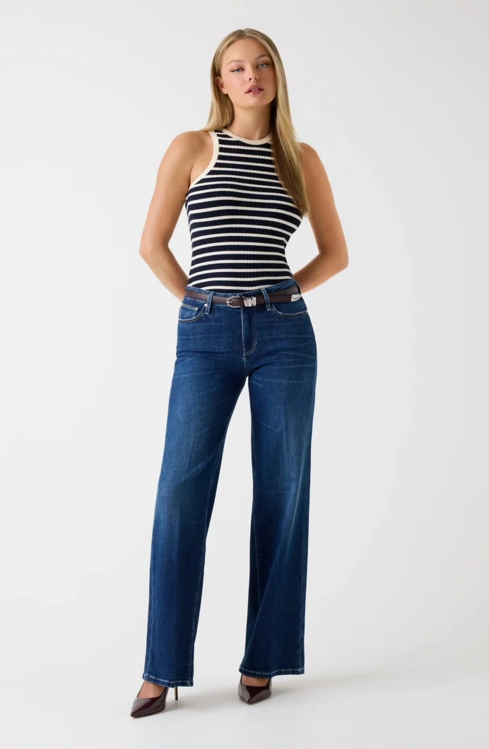 Guess Indaco Kadın Mavi Kaşmir Karışımlı Palazzo Fit Jean W5BA96D4U5A-C4BU