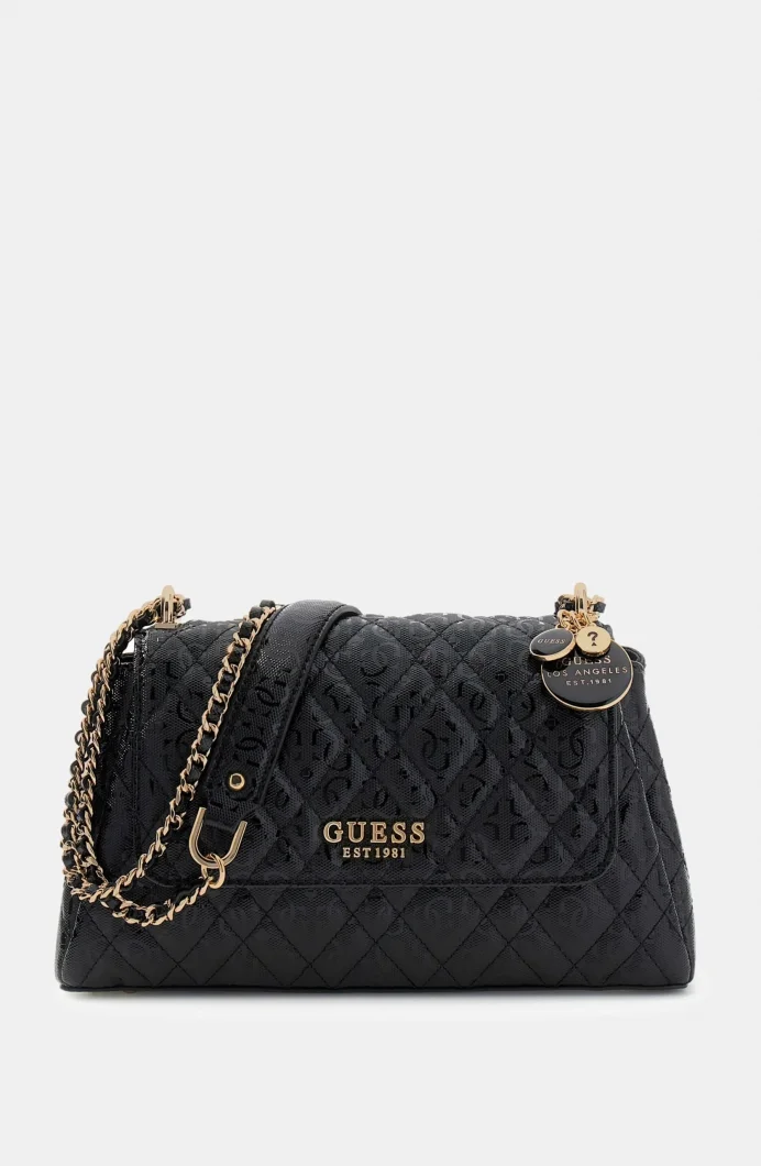 Guess Isemay Dönüştürülebilir Çapraz Askılı Kapaklı Kadın Siyah El Çantası HWGG9628210-BLA