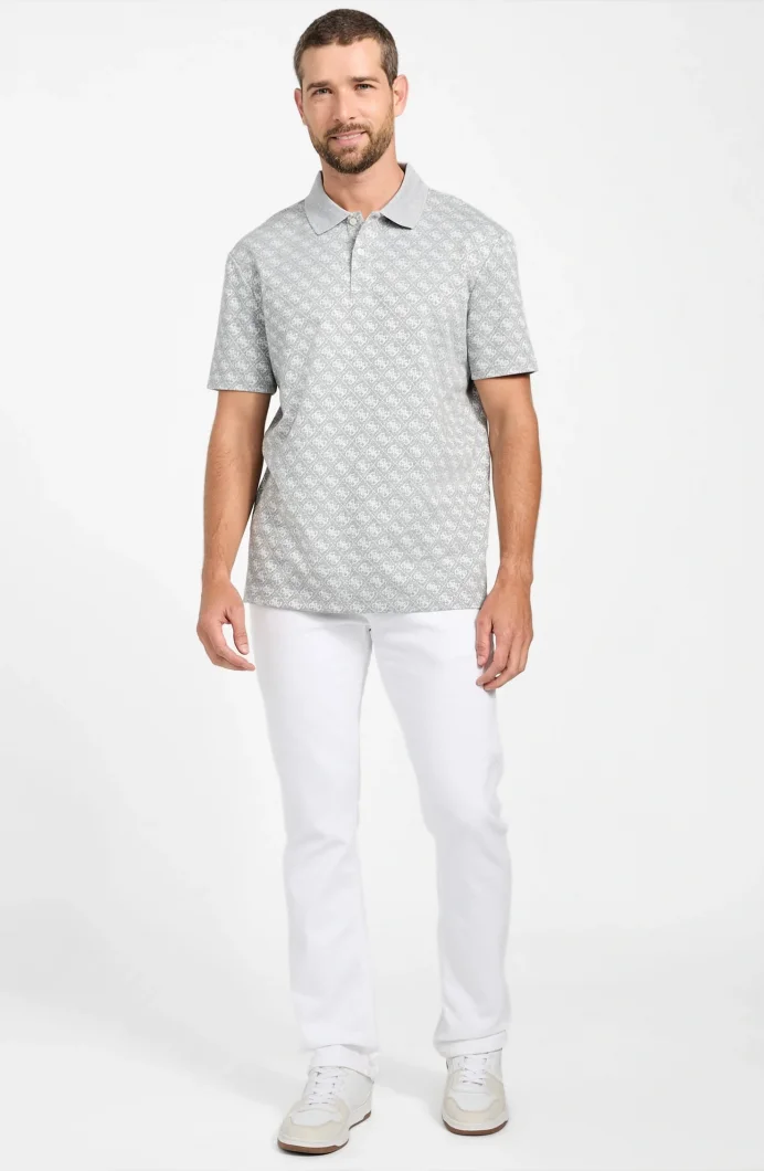 Guess Jacquard Erkek Gri Regular Fit Polo T-Shirt M5BP09K0911-FJ9E