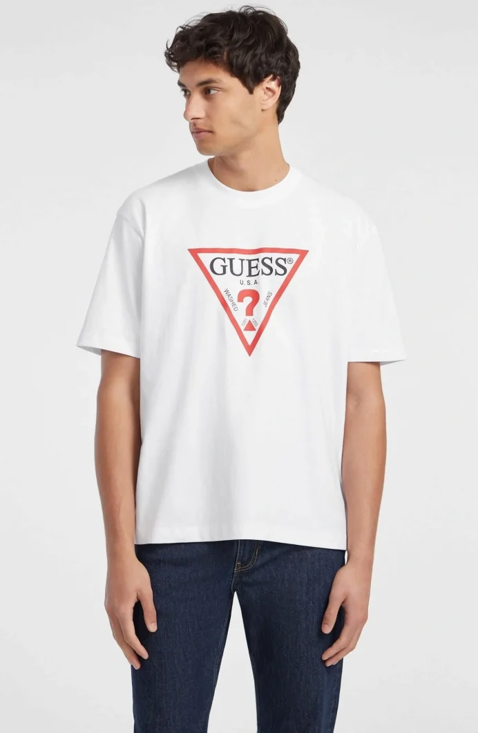 Guess  Erkek Beyaz Oversize Fit T-Shirt M4YI45K8FQ4-G011