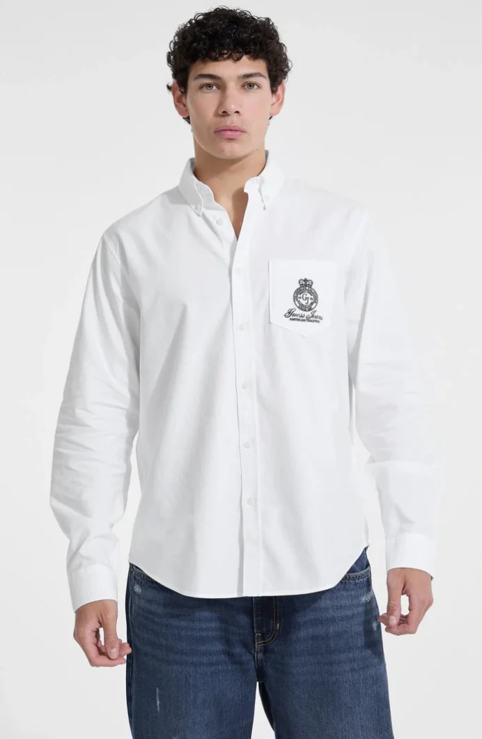 Guess Jeans Erkek Beyaz Regular Fit Gömlek M5YH64WHFK1-G011