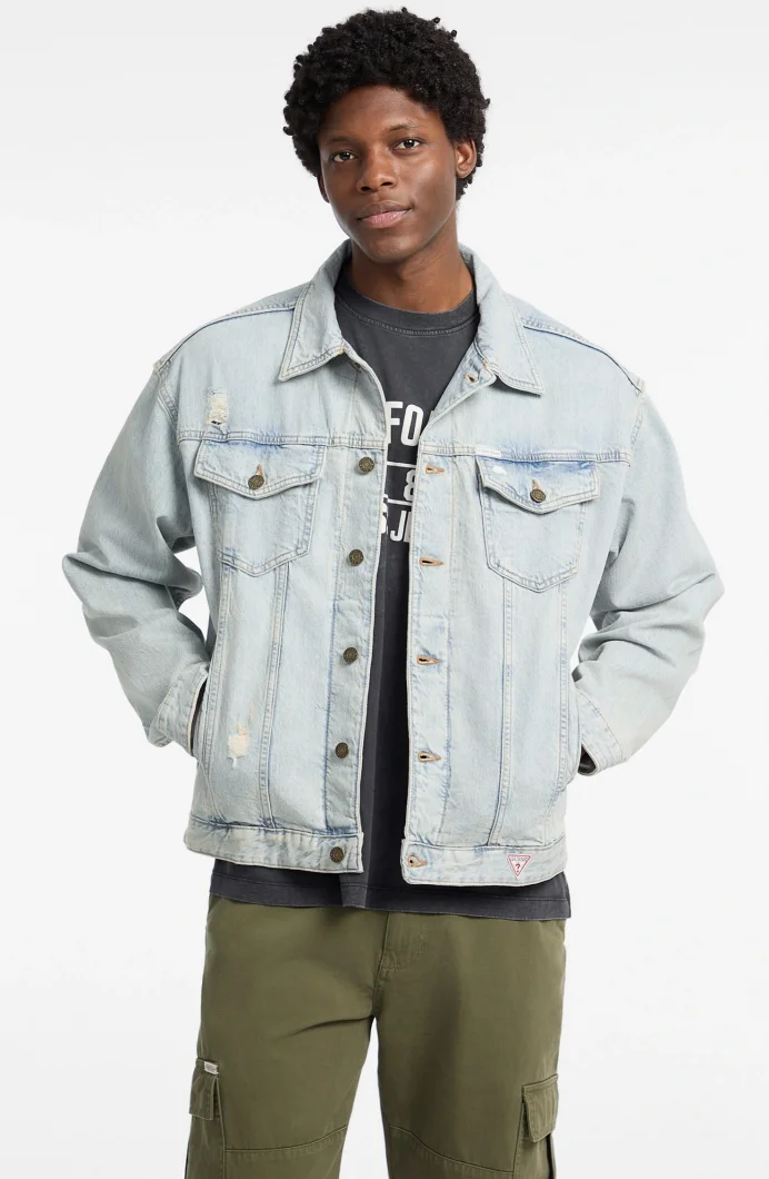 Guess Jeans Erkek Çok Renkli Denim Parka M5YN38D5M5A-GJVD