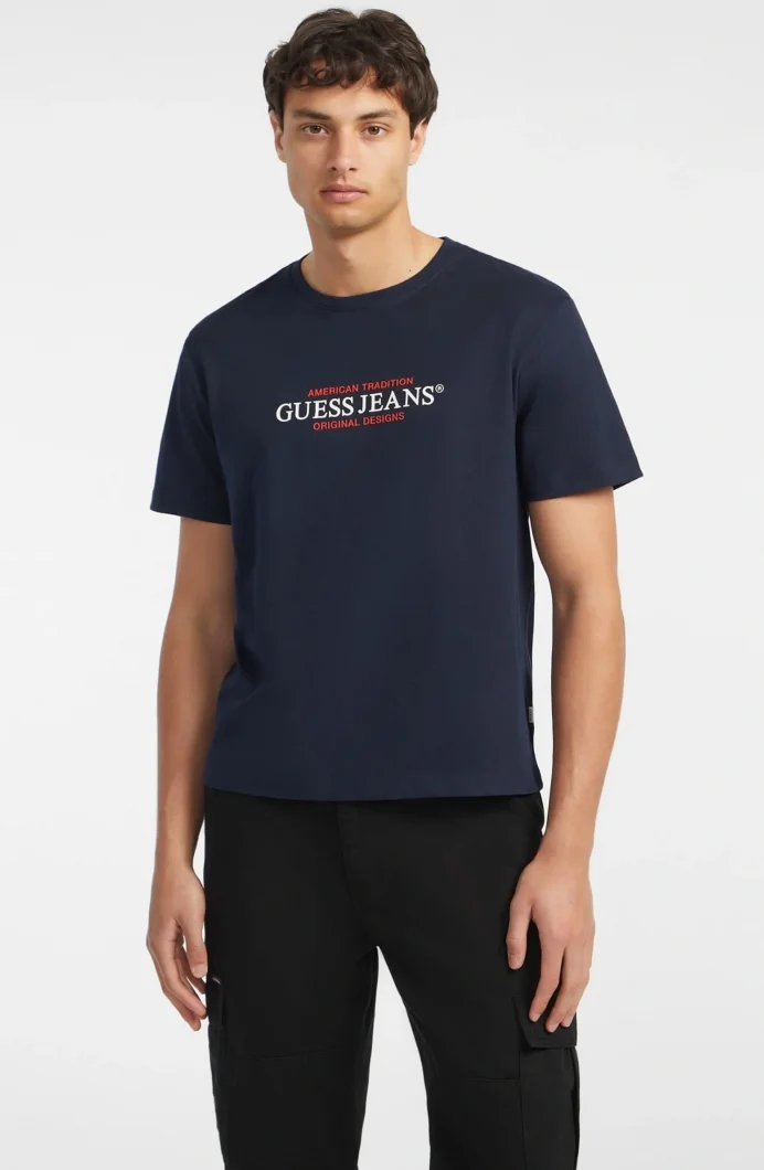 Guess Jeans Erkek Lacivert Regular Fit T-Shirt M4YI42K8FQ4-A71W