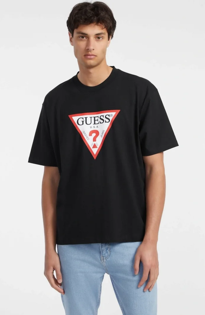 Guess  Erkek Siyah Oversize Fit T-Shirt M4YI45K8FQ4-JBLK