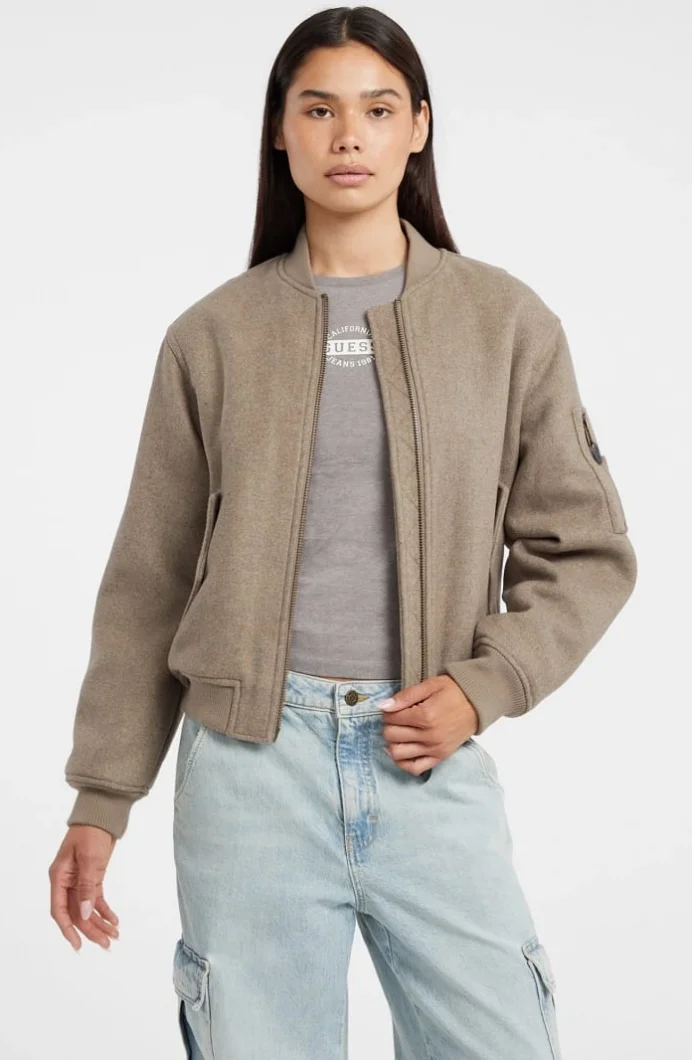 Guess Jeans Kadın Çok Renkli Yün Karışımlı Bomber Ceket W5BL14W1482-H187