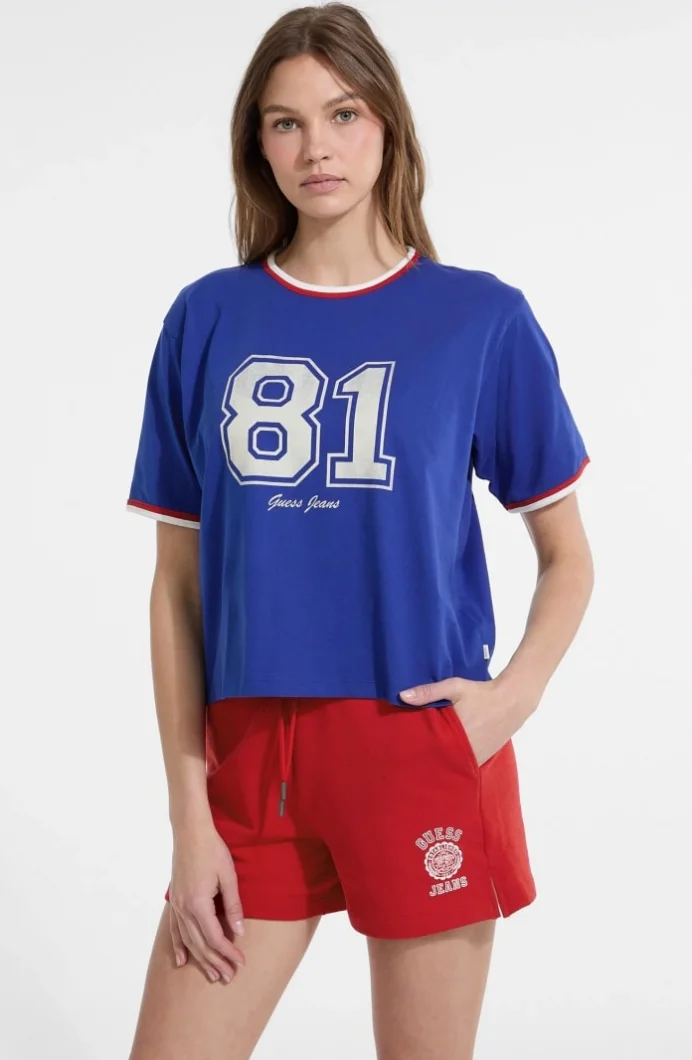 Guess Jeans Kadın Mavi Boxy Fit T-Shirt W5YI19K8HM0-G7L5