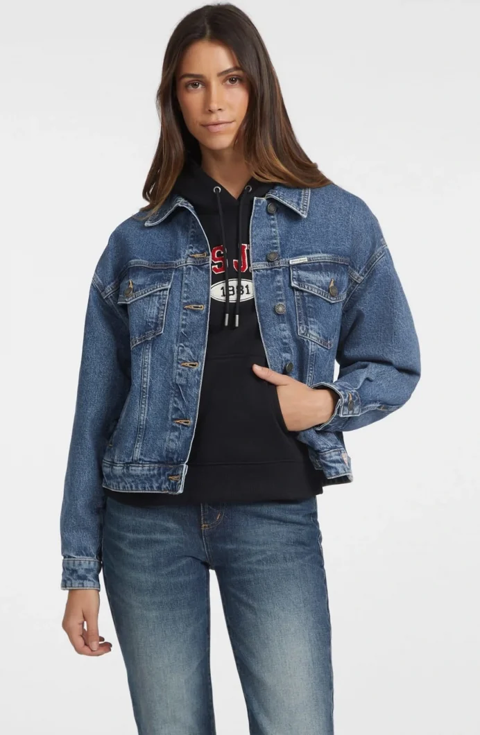 Guess Jeans Kadın Mavi Denim Ceket W4YN56D5CC3-M3DW