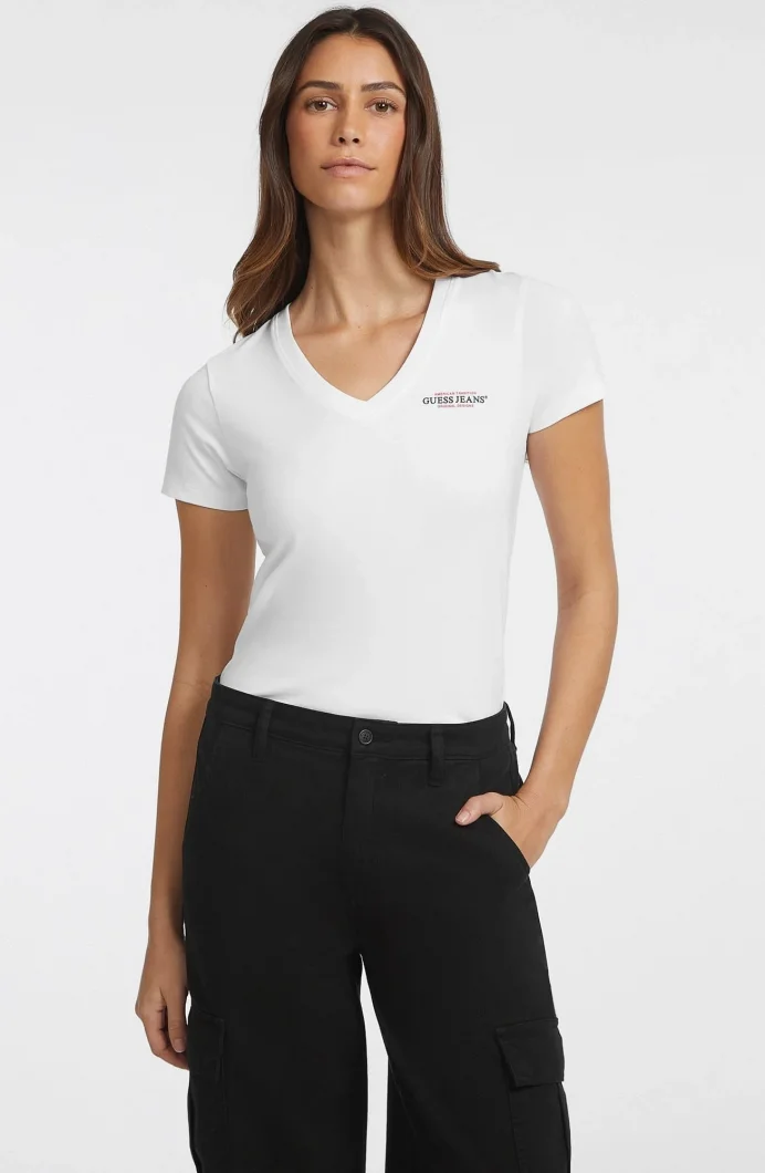 Guess Gj Ls Kadın Beyaz Slim Fit T-Shirt W4YI23J1314-G011