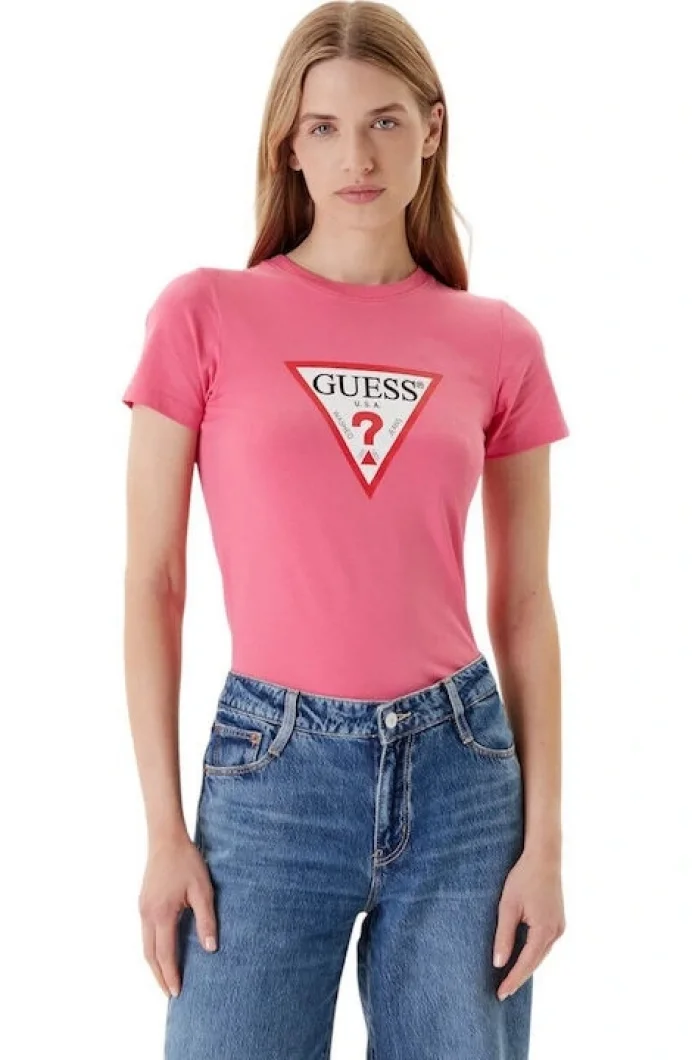 Guess Jeans Kadın Pembe Slim Fit T-Shirt W4YI04J1314-A619