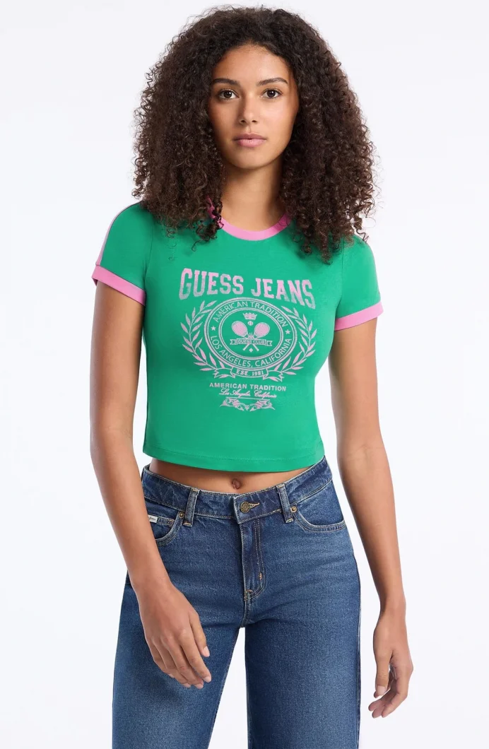 Guess Jeans Kadın Yeşil Boxy Fit  Crop  W5YI03J1314-A899