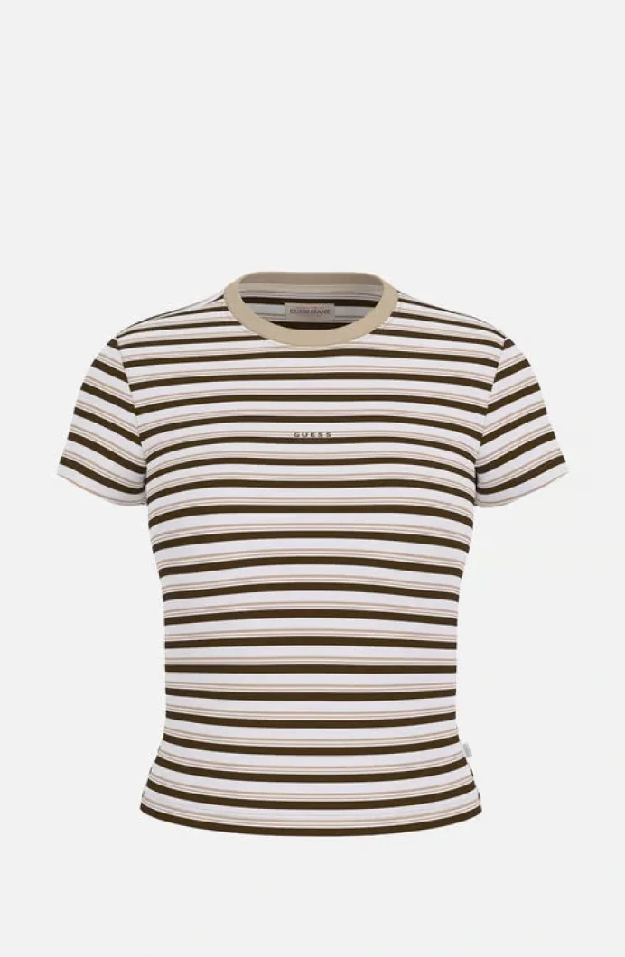 Guess Kadın Çok Renkli Çizgili Bisiklet Yaka T-shirt W5BP52KA0H1-S19F