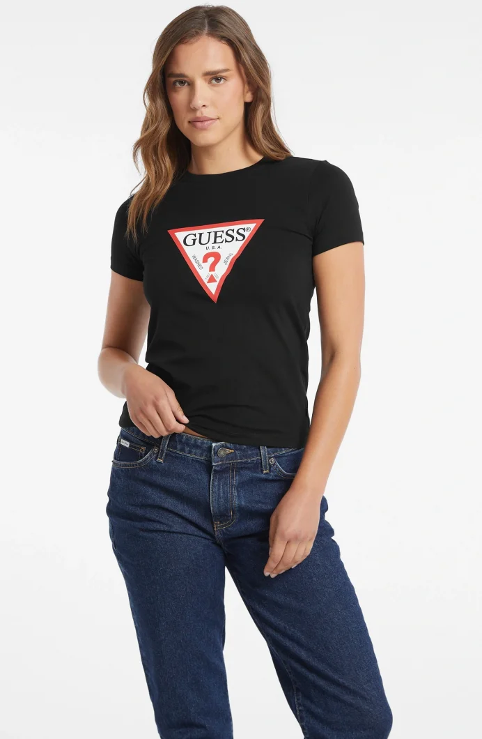 Guess Kadın Siyah Slim Fit T-Shirt W4YI04J1314-JBLK