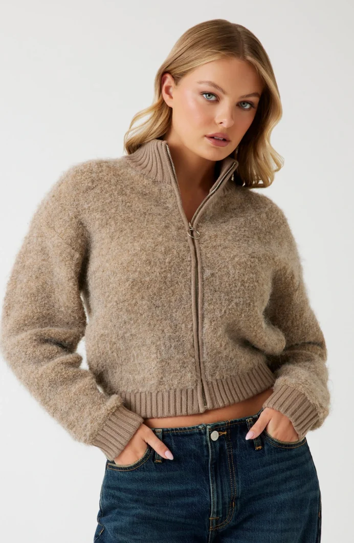 Guess Keiko Kadın Kahverengi Yün Karışımlı Triko Hırka W5BR56Z0702-F1AX