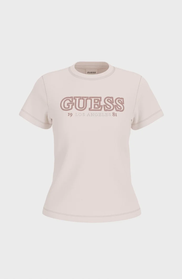 Guess Ketty Bisiklet Yaka Kısa Kollu Kadın Beyaz T-shirt V6RI10I3Z14-G012
