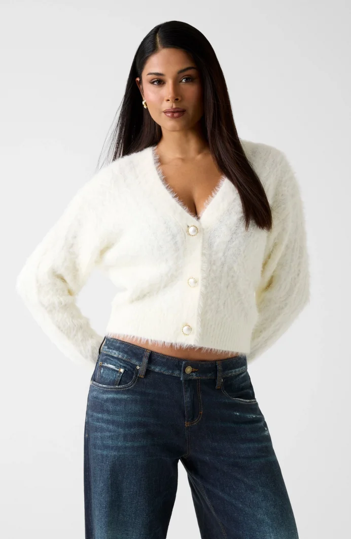 Guess Kinako Kadın Beyaz Triko Hırka W5BR0DZ3BH0-G1O6