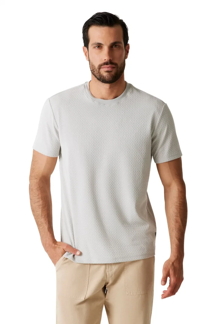 Guess Kısa Kollu Blake Dokulu Bisiklet Yaka Erkek Gri  T-Shirt  M6RP33KB170-A92E