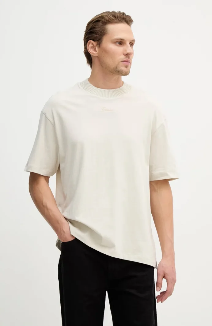 Guess Kısa Kollu Kontrast Yakalı Örgü Erkek Bej Top M6RP09KA260-A913