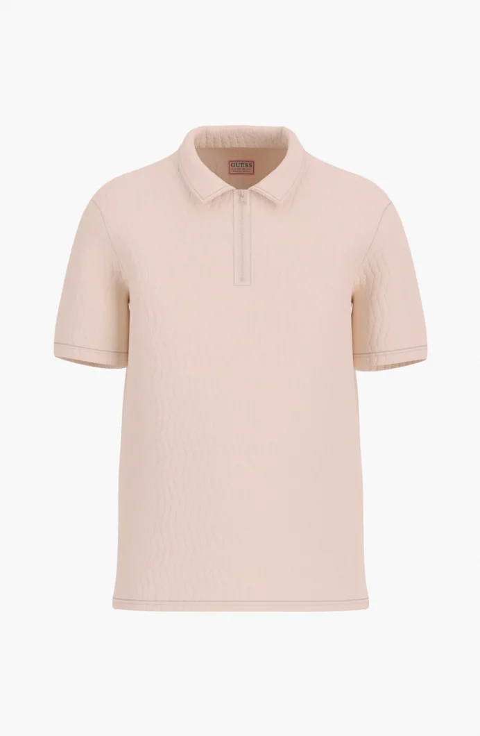 Guess Kısa Kollu Morales Örgü Fermuarlı Polo Yakalı Erkek Beyaz Polo T-shirt M6RP38KB322-G1H6