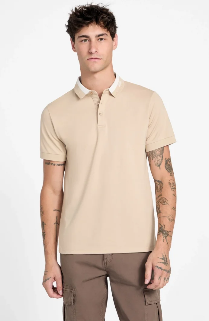 Guess Kısa Kollu Paul Guess Yakalı Polo Yakalı Erkek Kahverengi Polo T-shirt M6RP47KARS2-G1DR