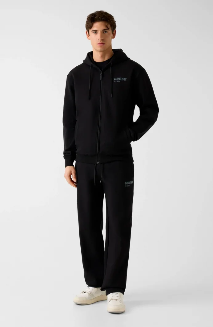 Guess Lauro Fermuarlı Kapüşonlu Erkek Siyah Eşofman Üstü Z6RQ22K1971-JBLK