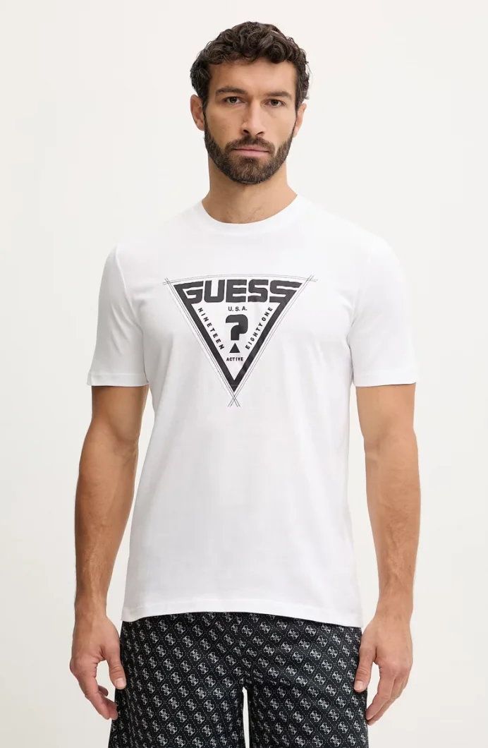 Guess Luta Bisiklet Yaka Kısa Kollu Erkek Beyaz T-shirt Z6RI03I3Z14-G011