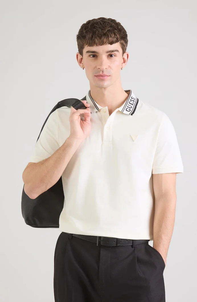 Guess Lyle Kısa Kollu Polo Yakalı Erkek Krem Polo T-shirt M6RP60K7O64-G291
