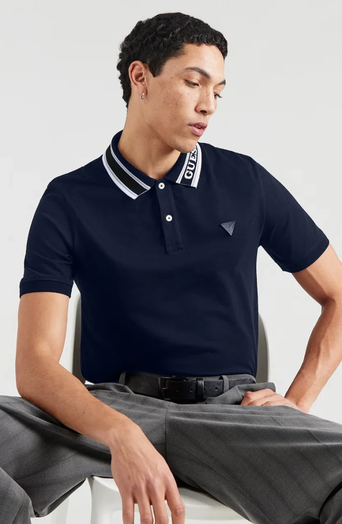 Guess Lyle Kısa Kollu Polo Yakalı Erkek Lacivert Polo T-shirt M6RP60K7O64-G7V2