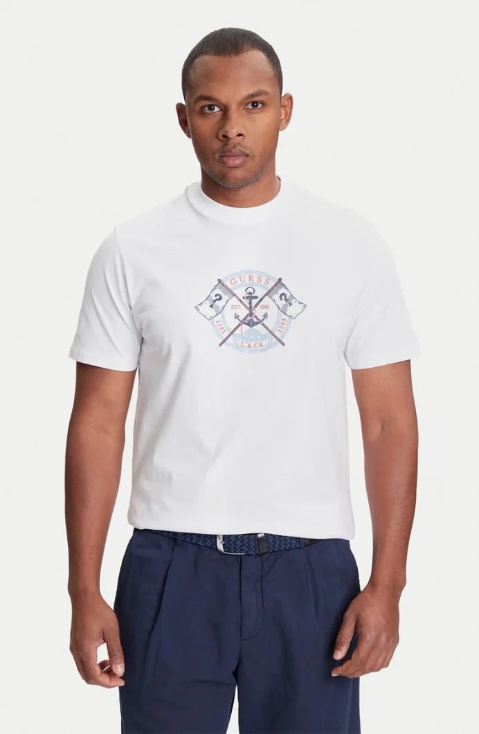 Guess Marina Erkek Beyaz Regular Fit T-Shirt M5YI62K8FQ4-G011