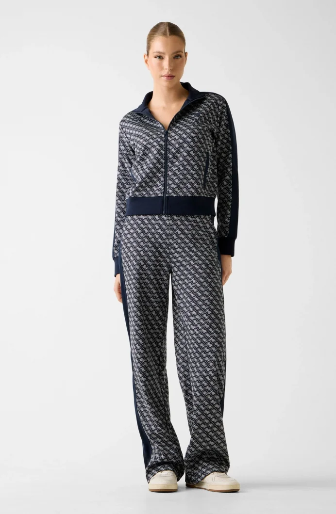 Guess Maya 4G Tam Fermuarlı Kadın Lacivert  Eşofman Üstü  V6RQ08K2042-FJBB