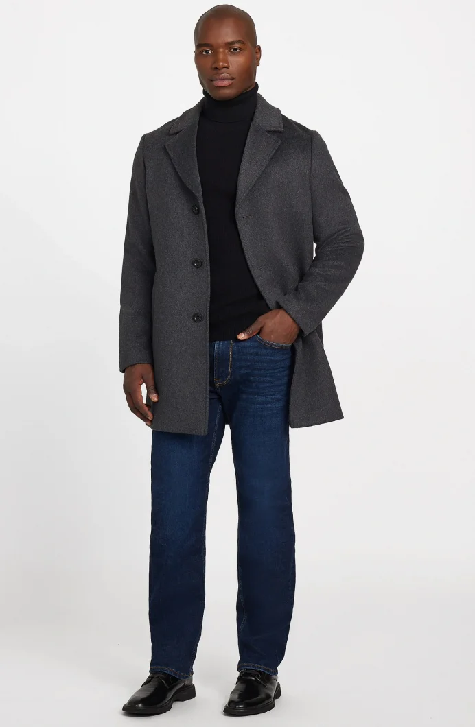 Guess Melton Erkek Siyah Yün Karışımlı Kaban M4BL3SWGJ82-DWHT