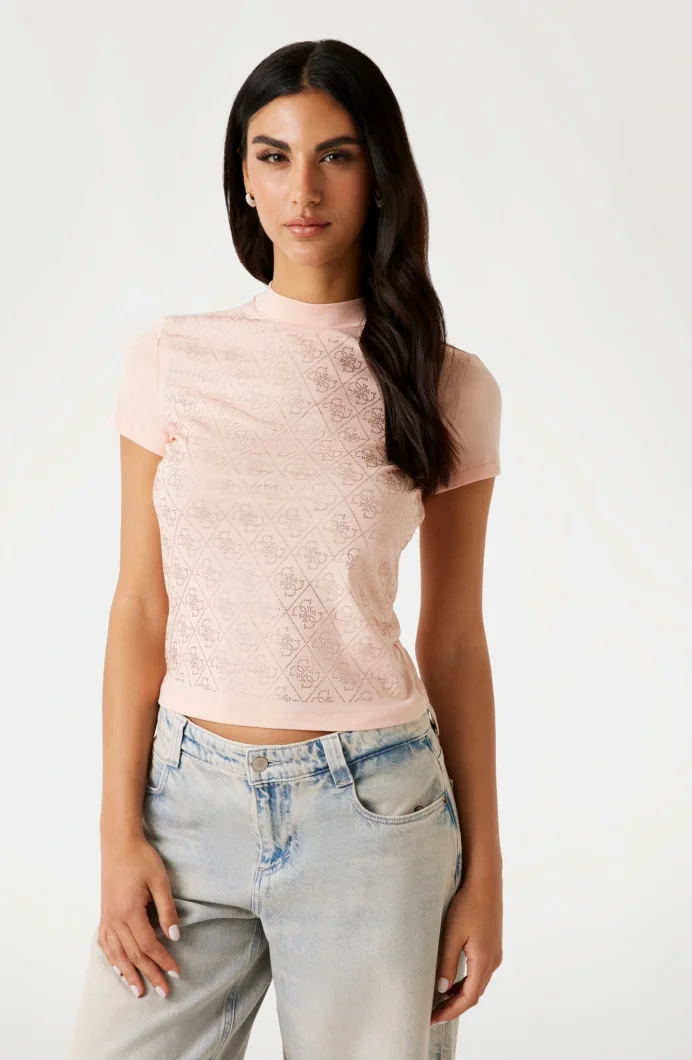 Guess Mock Kadın Bej Slim Fit T-Shirt W4BI26J1314-G6I1