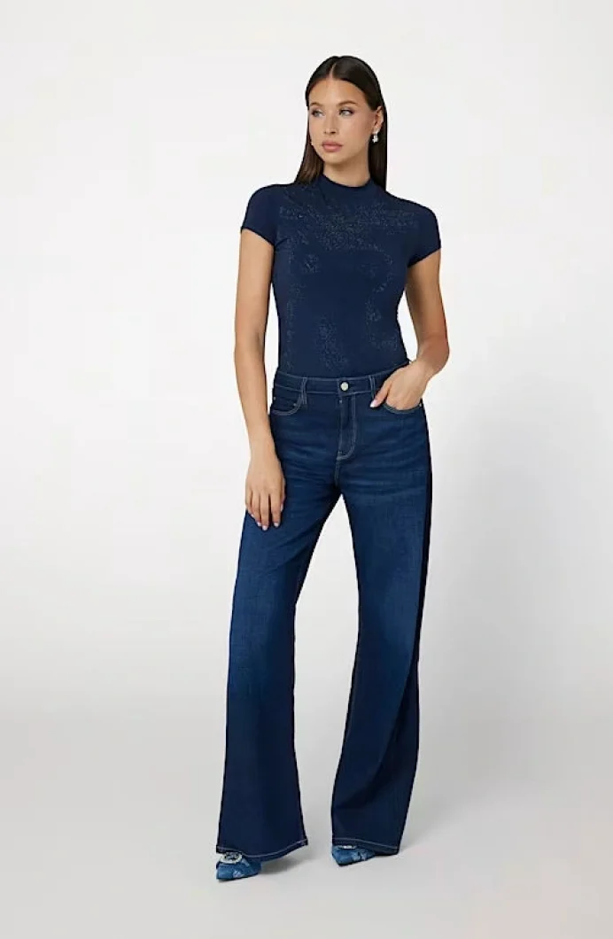 Guess Mock Kadın Mavi Slim Fit T-Shirt W4BI26J1314-G77G