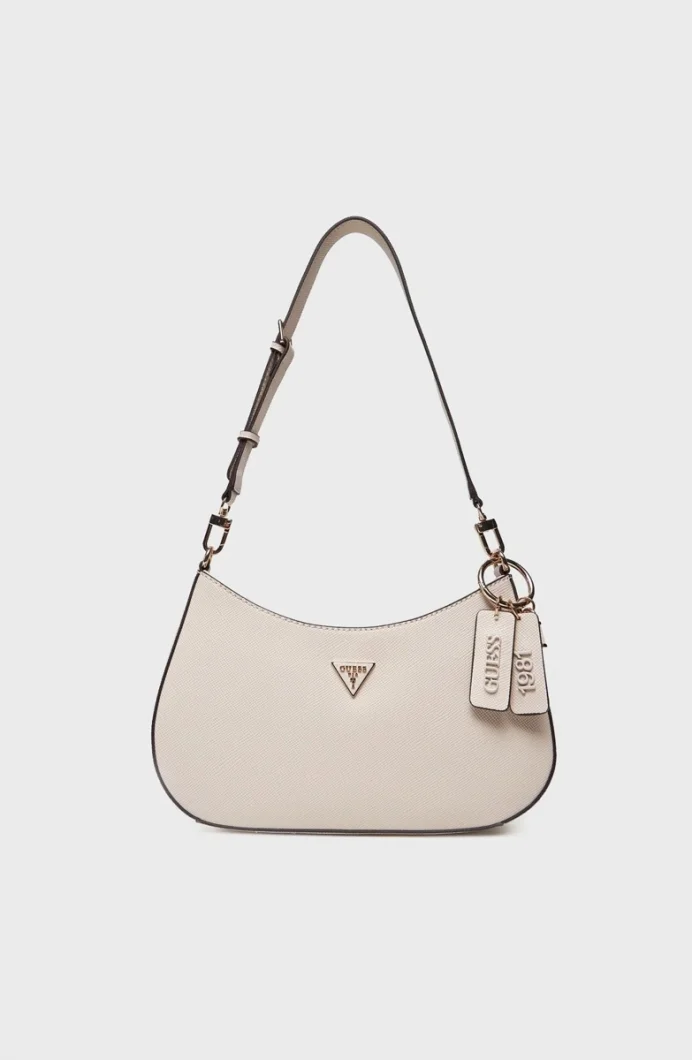 Guess Noelle II Üstten Fermuarlı Omuz Kadın Ekru El Çantası HWZG9672180-BON