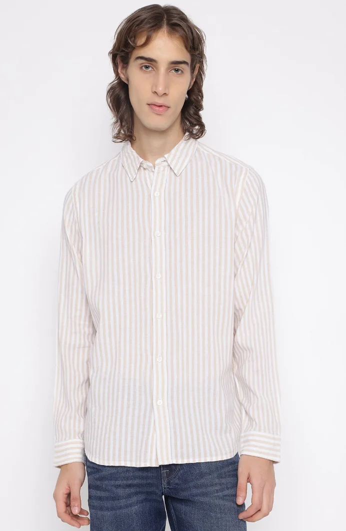 Guess Parker Erkek Bej Keten Karışımlı Gömlek M5YH16WHC20-F10M